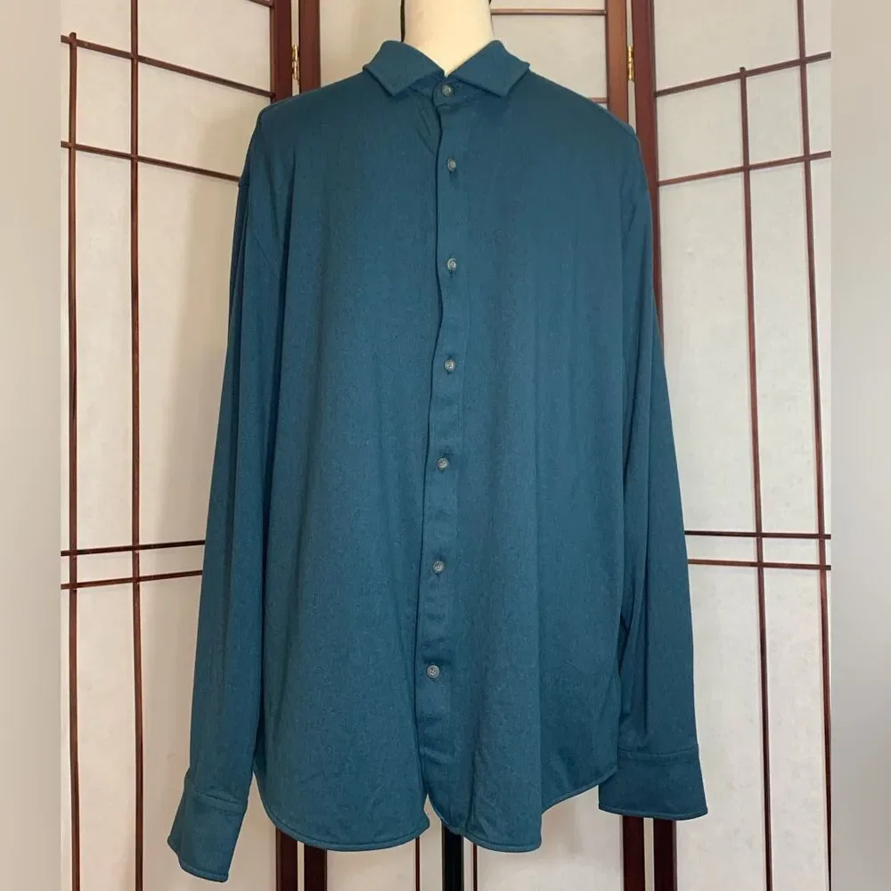 Untuckit Perfect Tee Teal Button Down Casual shirt